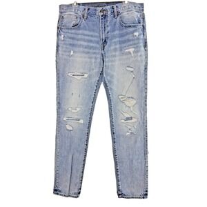 American Eagle Slim Straight‎ Jeans Men's Size 34 X 36 Distressed Light Wash